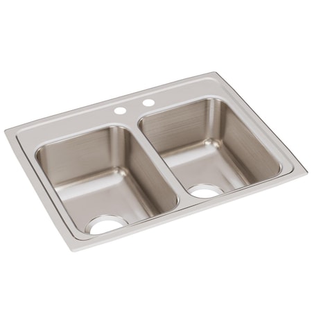 Lustertone Ss 25X19.5X7.6 Equal Double Bowl Drop-In Sink With Quick-Clip